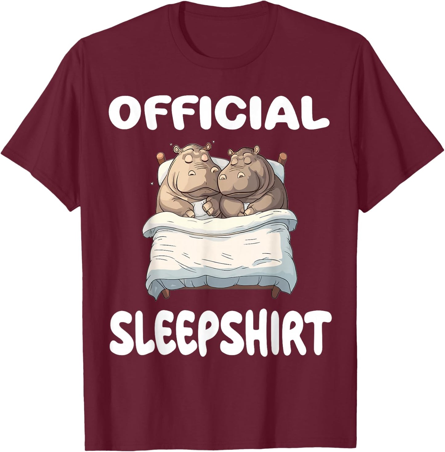 Hippopotamus Hippo Official Sleepshirt Pajamas Nightgown T-Shirt - T-Shirt | Maroon