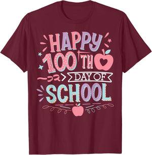 100 Days of School Dinosaur Elementary School Student Pupil T-Shirt - T-Shirt | Maroon