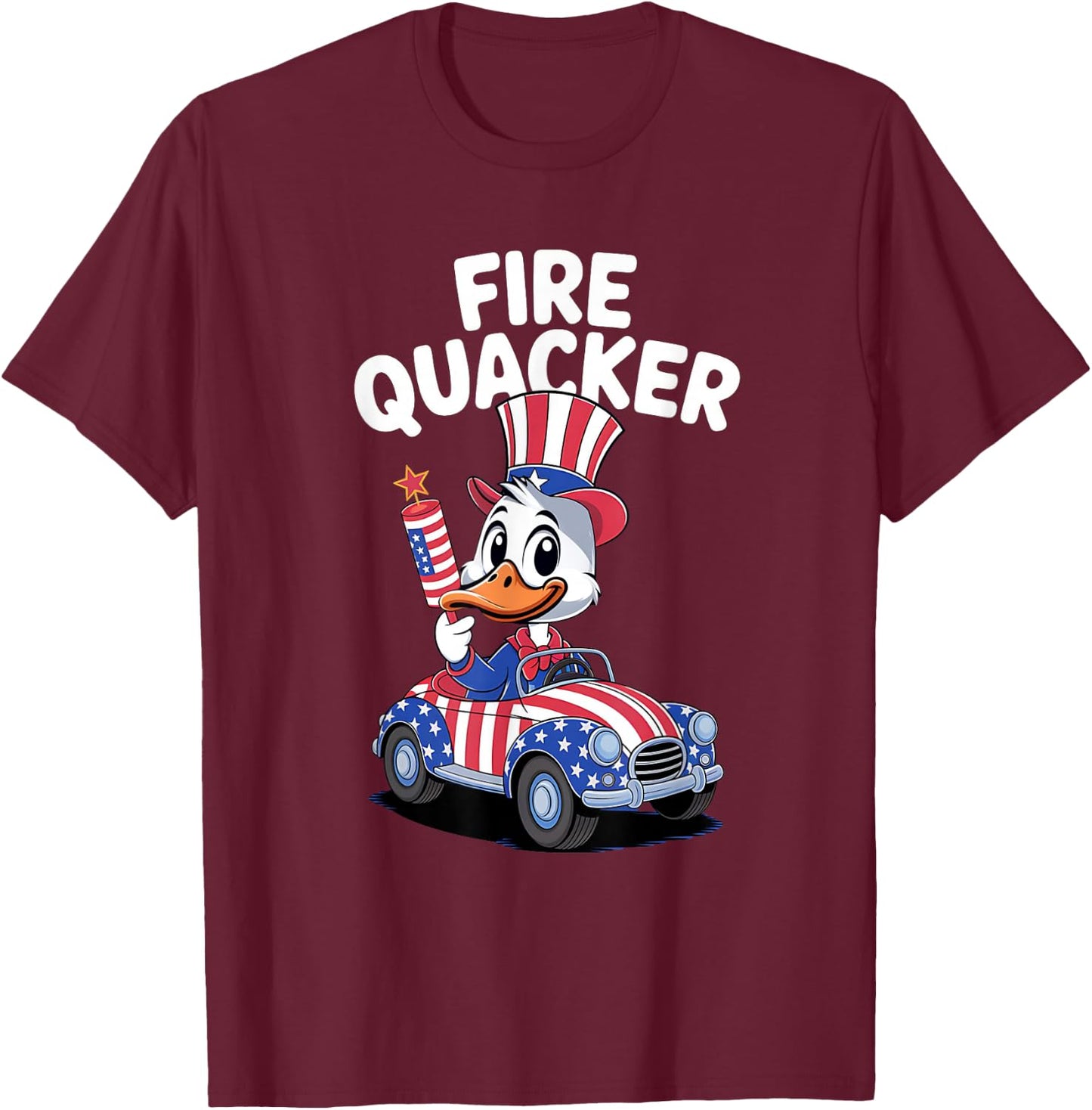 Firequacker Fourth of July Patriotic USA 4th of July T-Shirt - T-Shirt | Maroon