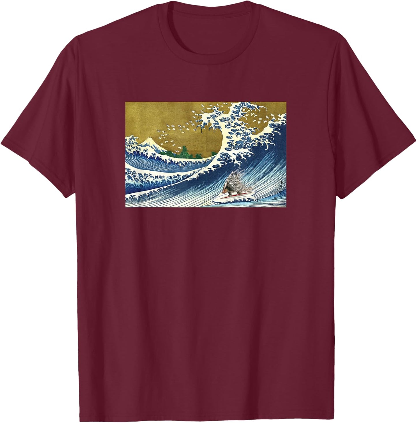 Porcupine Gifts Shirts & Women's Surfing Porcupine Black Small Classic Fit Short Sleeve T-Shirt - T-Shirt | Maroon