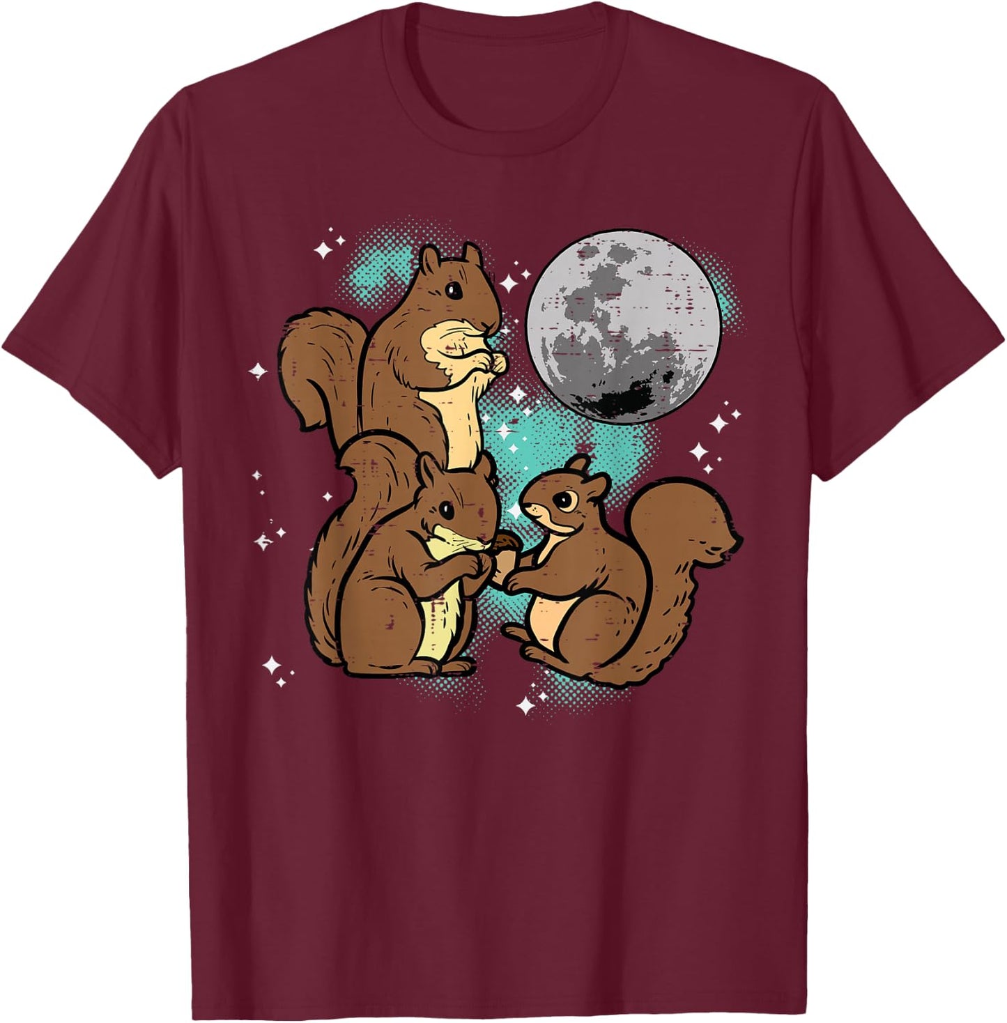 Squirrels Moon Funny Animal Rodent Meme Men Women Kids Boys T-Shirt - T-Shirt | Maroon