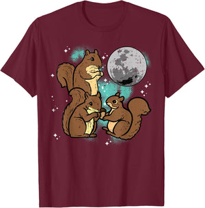 Squirrels Moon Funny Animal Rodent Meme Men Women Kids Boys T-Shirt - T-Shirt | Maroon