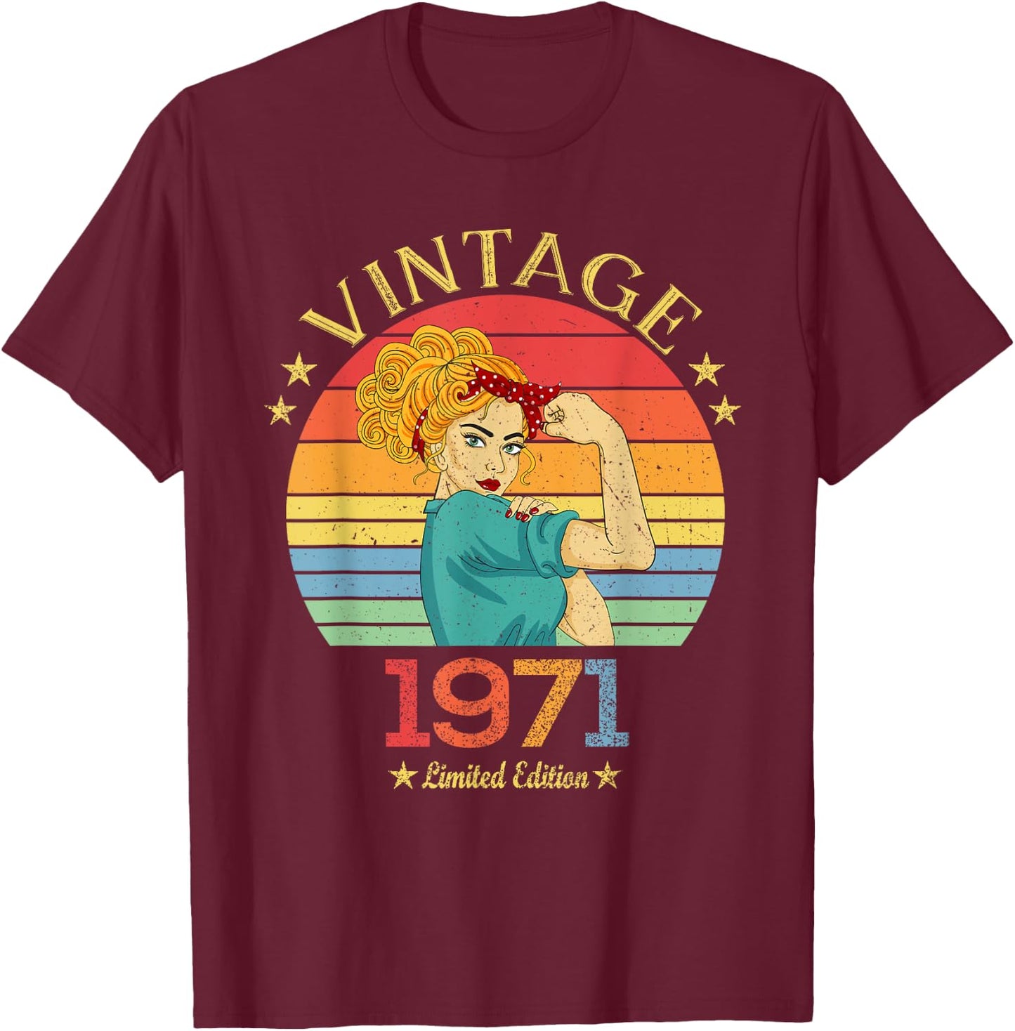 1971. Gift Vintage 1971 Gifts Born in 1971 T-Shirt - T-Shirt | Maroon