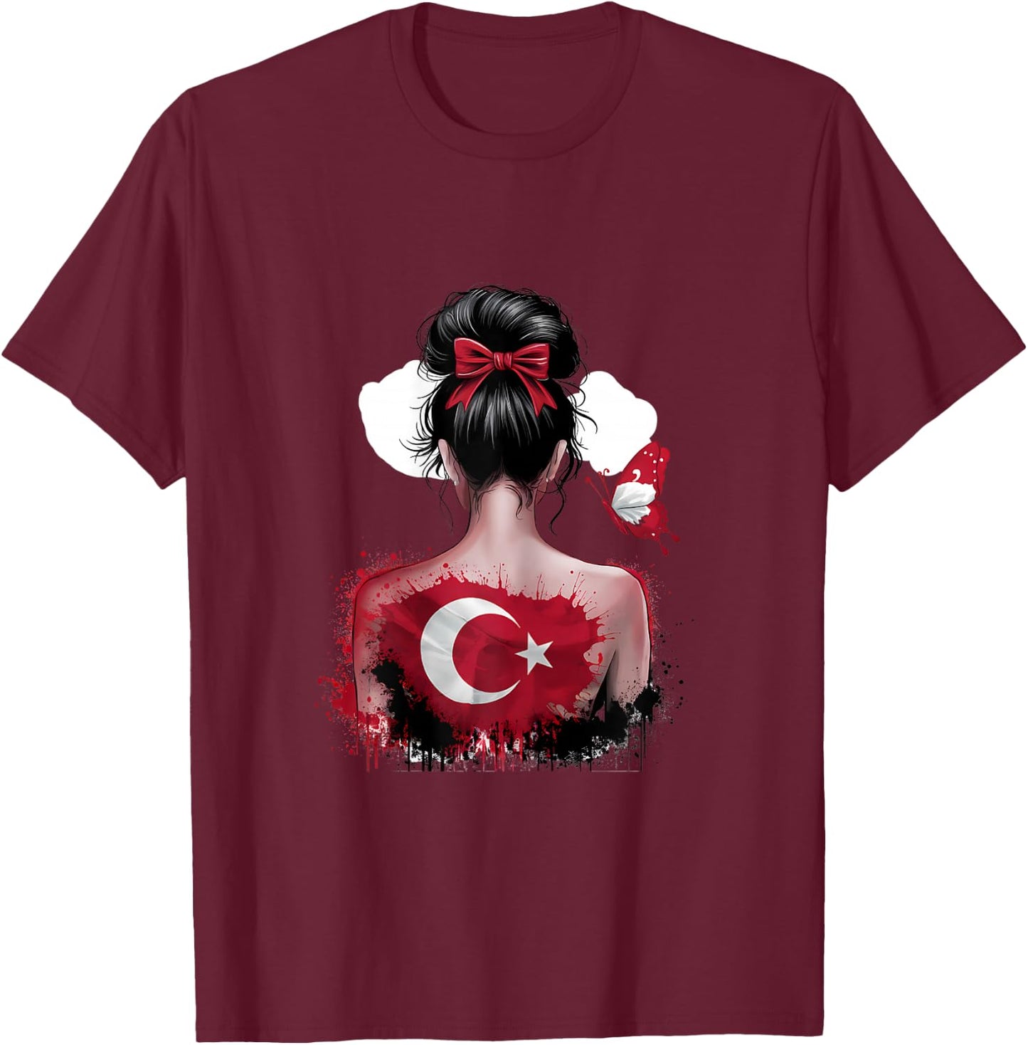 Turkish Girl Türkisches Mädchen Türkiye Flagge Damen 2024 T-Shirt - T-Shirt | Maroon