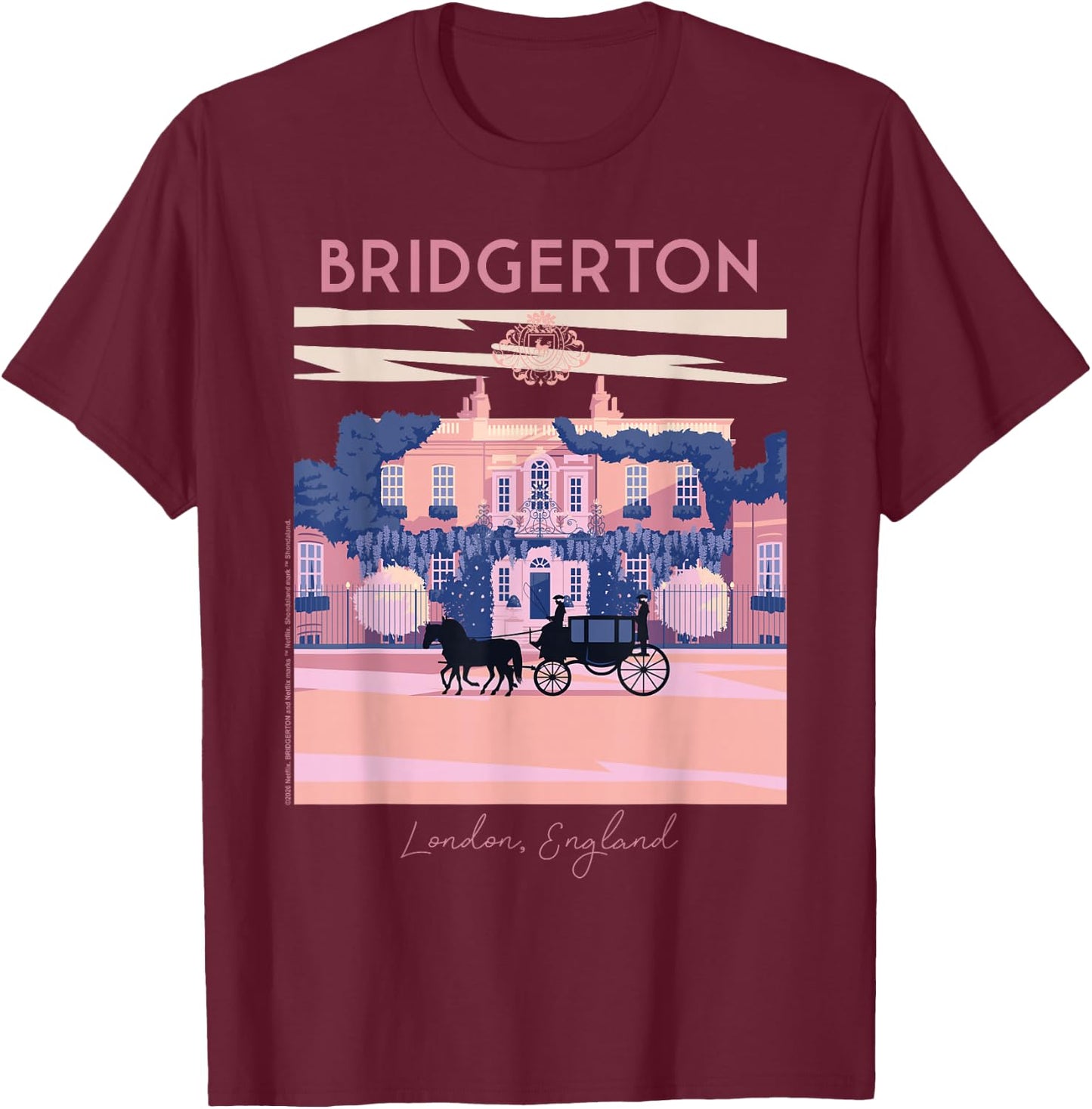 Bridgerton Modern Minimal Offiziell lizenziert T-Shirt - T-Shirt | Maroon