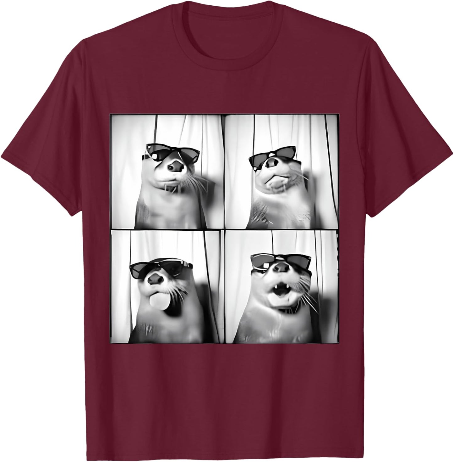 Funny Otter in Sunglasses Love Otters Sea Otter Lover T-Shirt - T-Shirt | Maroon