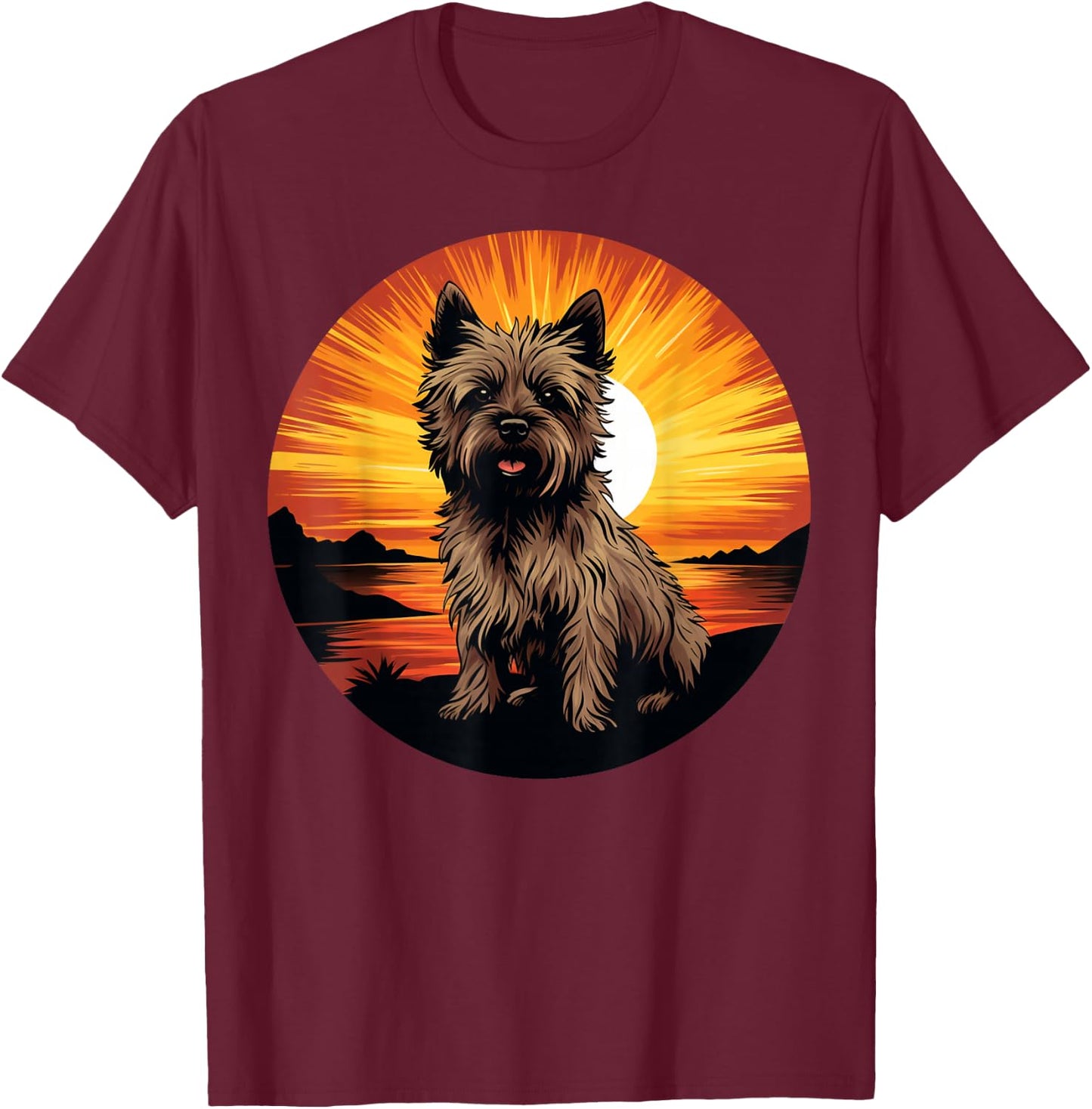 Retro Vintage Cairn Terrier Dog Sunset Cairn Terrier Lover T-Shirt - T-Shirt | Maroon
