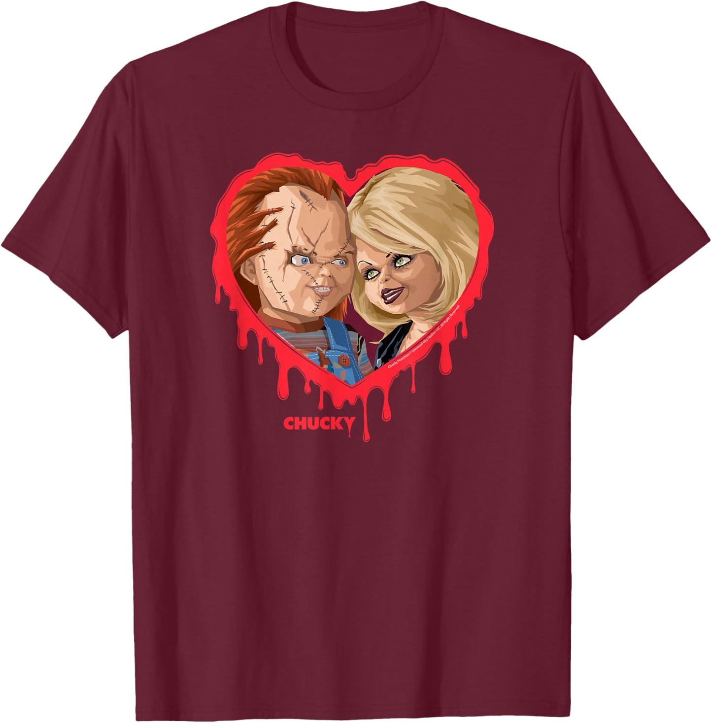 Chucky & Tiffany Bleeding Heart T-Shirt - T-Shirt | Maroon