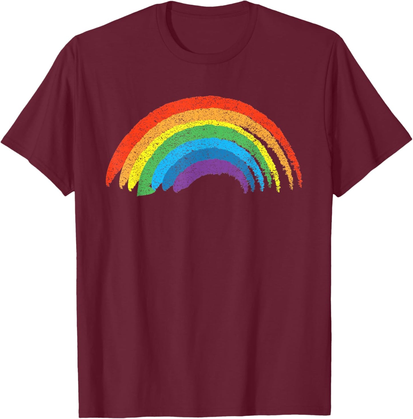 Vintage Retro Rainbow - Classic Distressed Design T-Shirt - T-Shirt | Maroon