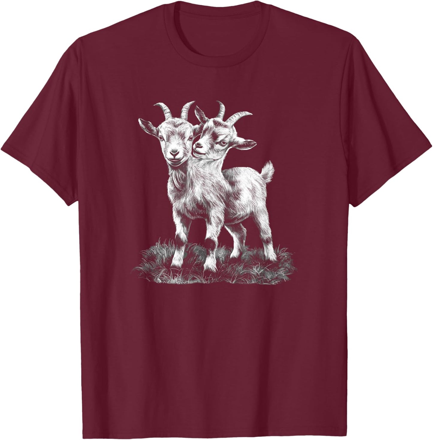 Two Headed Goat With Two Heads Creepy Goat Lovers T-Shirt - T-Shirt | Maroon