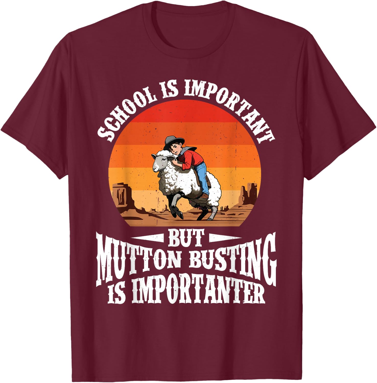 Mutton Buster Gear Rodeo Sheep Rider Mutton Busting T-Shirt - T-Shirt | Maroon