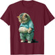 Funny fat Cat IA art design print T-Shirt - T-Shirt | Maroon