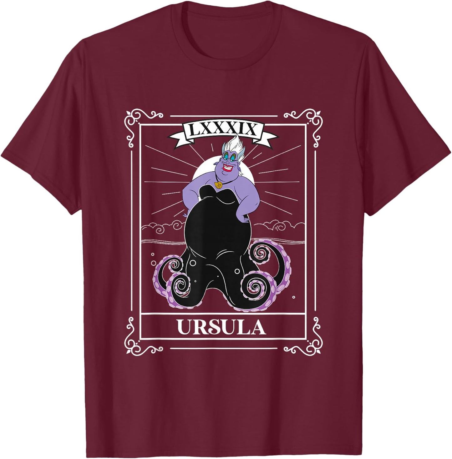Disney The Little Mermaid LXXXIX Iconic Ursula Chest Frame T-Shirt - T-Shirt | Maroon