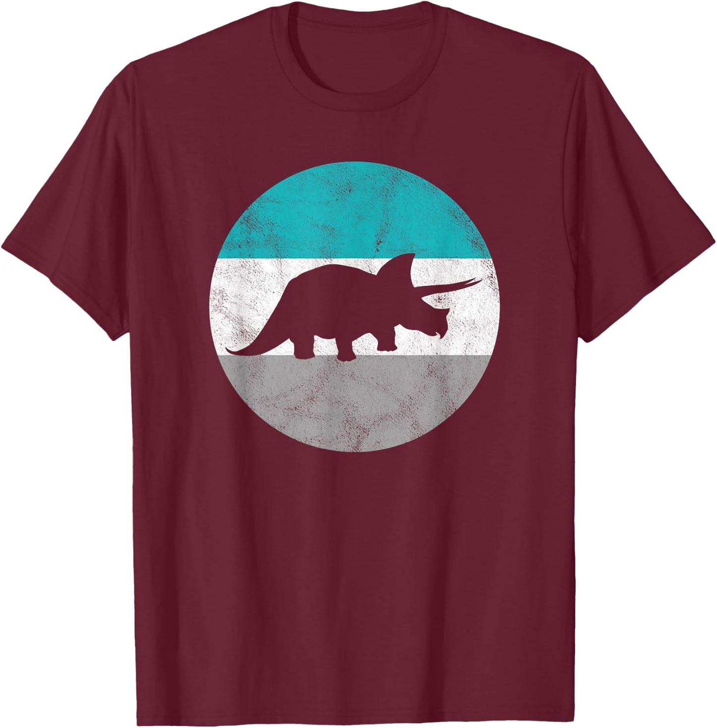 Triceratops Dinosaur Retro Gift Women Boys & Girls T-Shirt - T-Shirt | Maroon