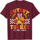 Cutest Turkey At The Table Thanksgiving Toddler Girls Kids T-Shirt - T-Shirt | Maroon