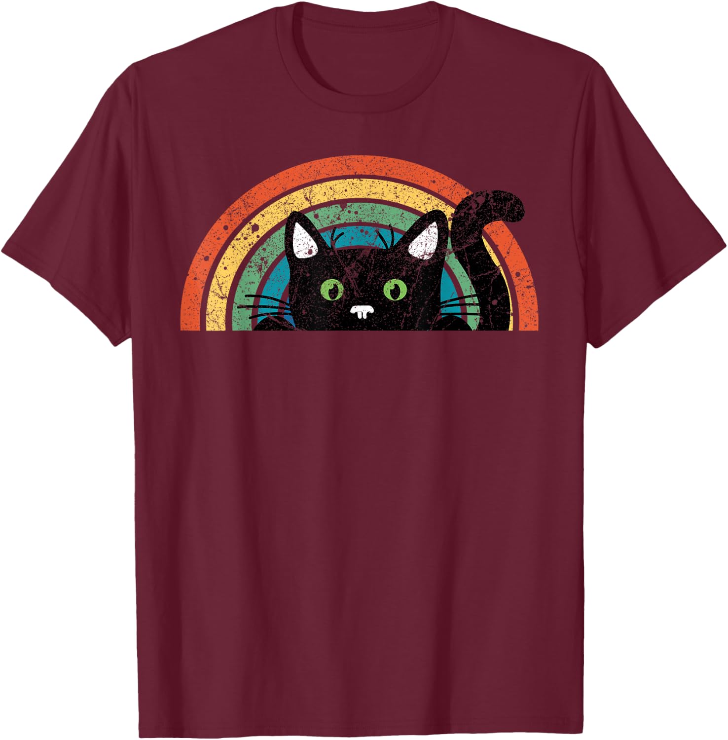 Vintage Schwarze Katze Retro für Katzenliebhaber, Katzenmutter, Katzenvater T-Shirt - T-Shirt | Maroon