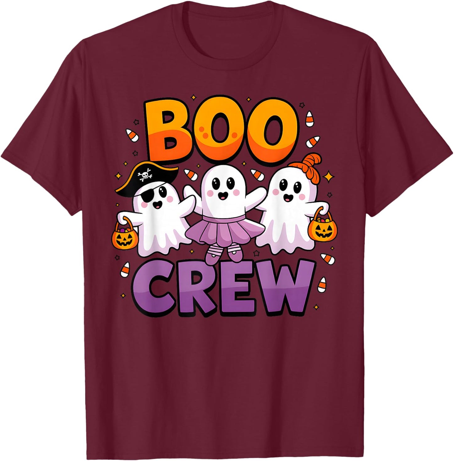 Boo Crew Cute Halloween Ghosts Matching Family Outfit T-Shirt - T-Shirt | Maroon