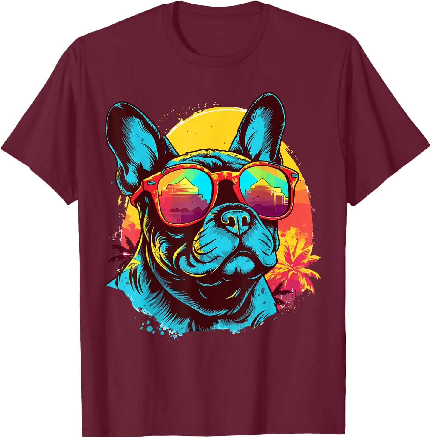 Watercolor French Bulldog Women Kids T-Shirt - T-Shirt | Maroon