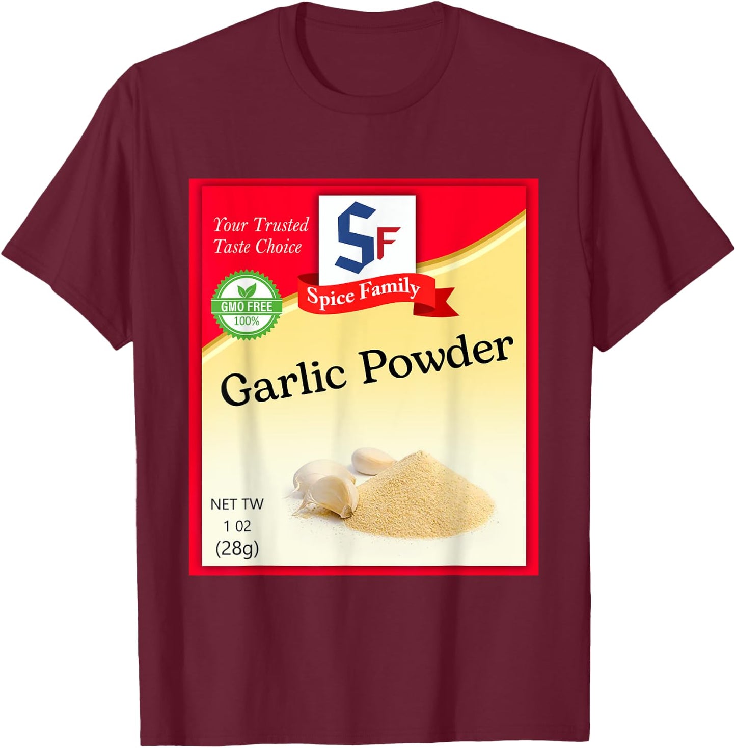 Garlic Powder Condiment Costume Holiday Spice Costumes T-Shirt - T-Shirt | Maroon