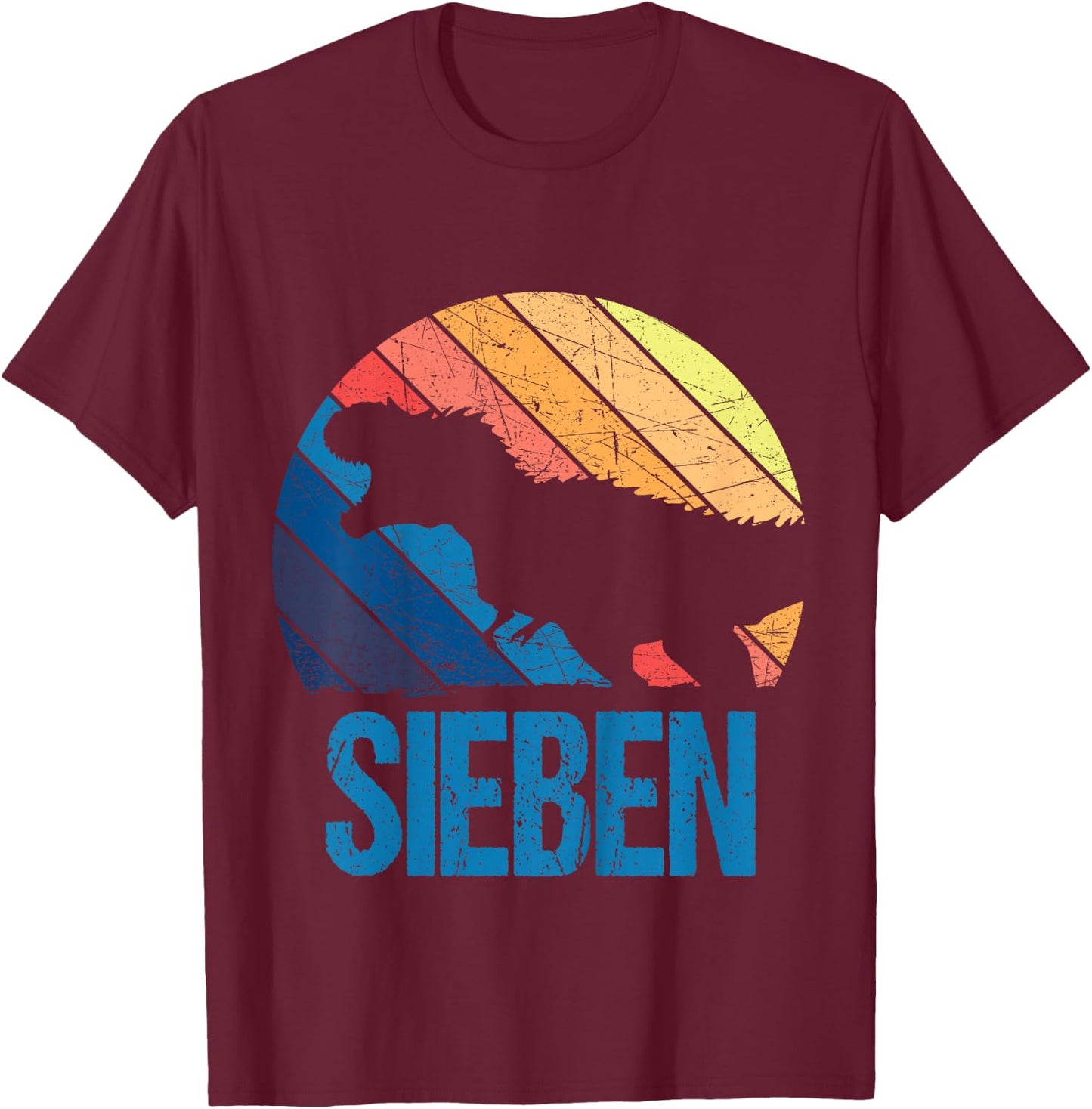 Dino 7 Jahre | Dinosaurier | 7. Geburtstag Junge Dino-Fan T-Shirt - T-Shirt | Maroon