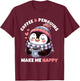 Coffee and Penguins Design T-Shirt - T-Shirt | Maroon