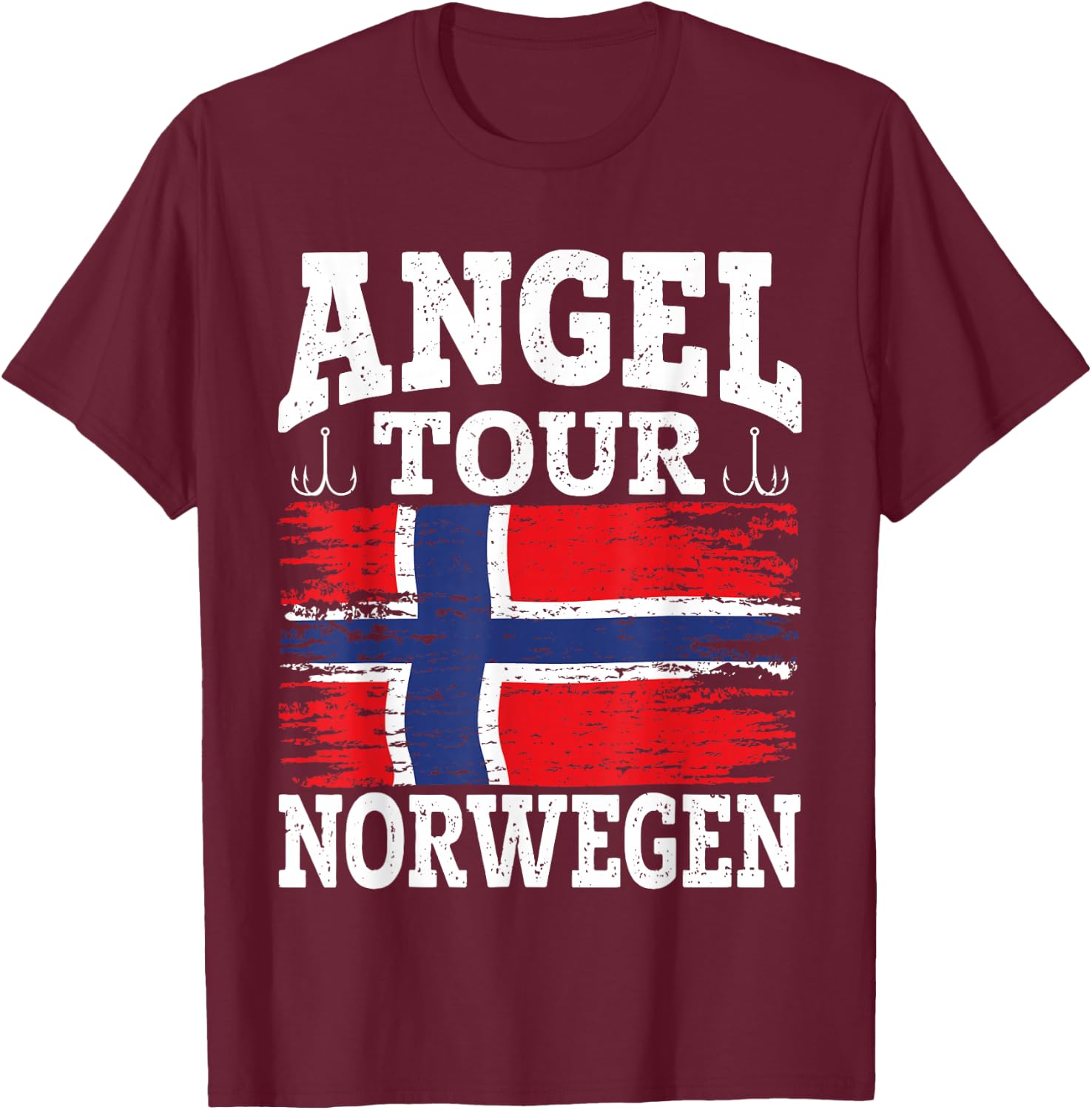 Angel Tour Norwegen Angelteam Angeltour Norwegen Flagge Angeln T-Shirt - T-Shirt | Maroon