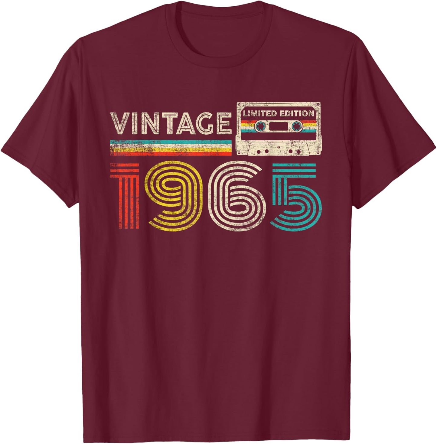 Vintage 1965 Classic Birthday 1965 Cassette Tape Vintage T-Shirt - T-Shirt | Maroon