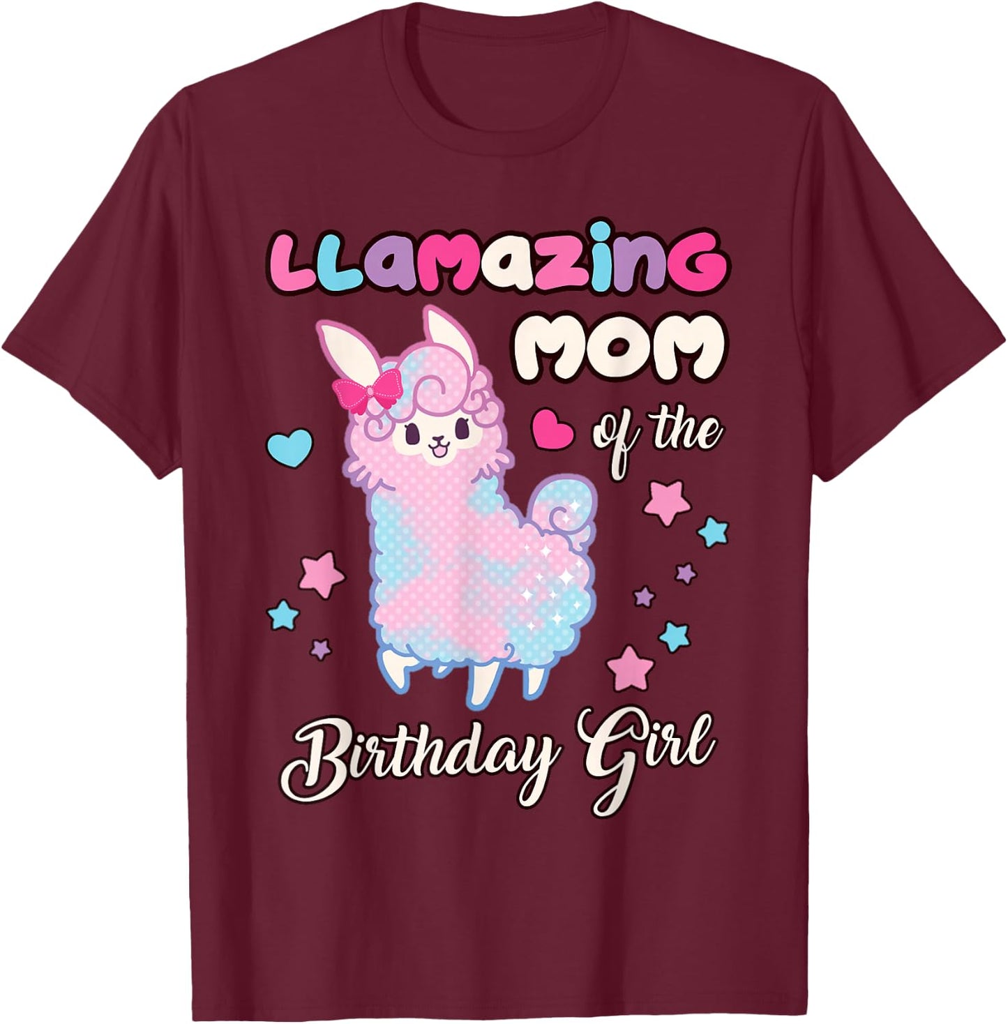 Llama Mom of the Birthday Girl Llamazing Mommy Mother T-Shirt - T-Shirt | Maroon
