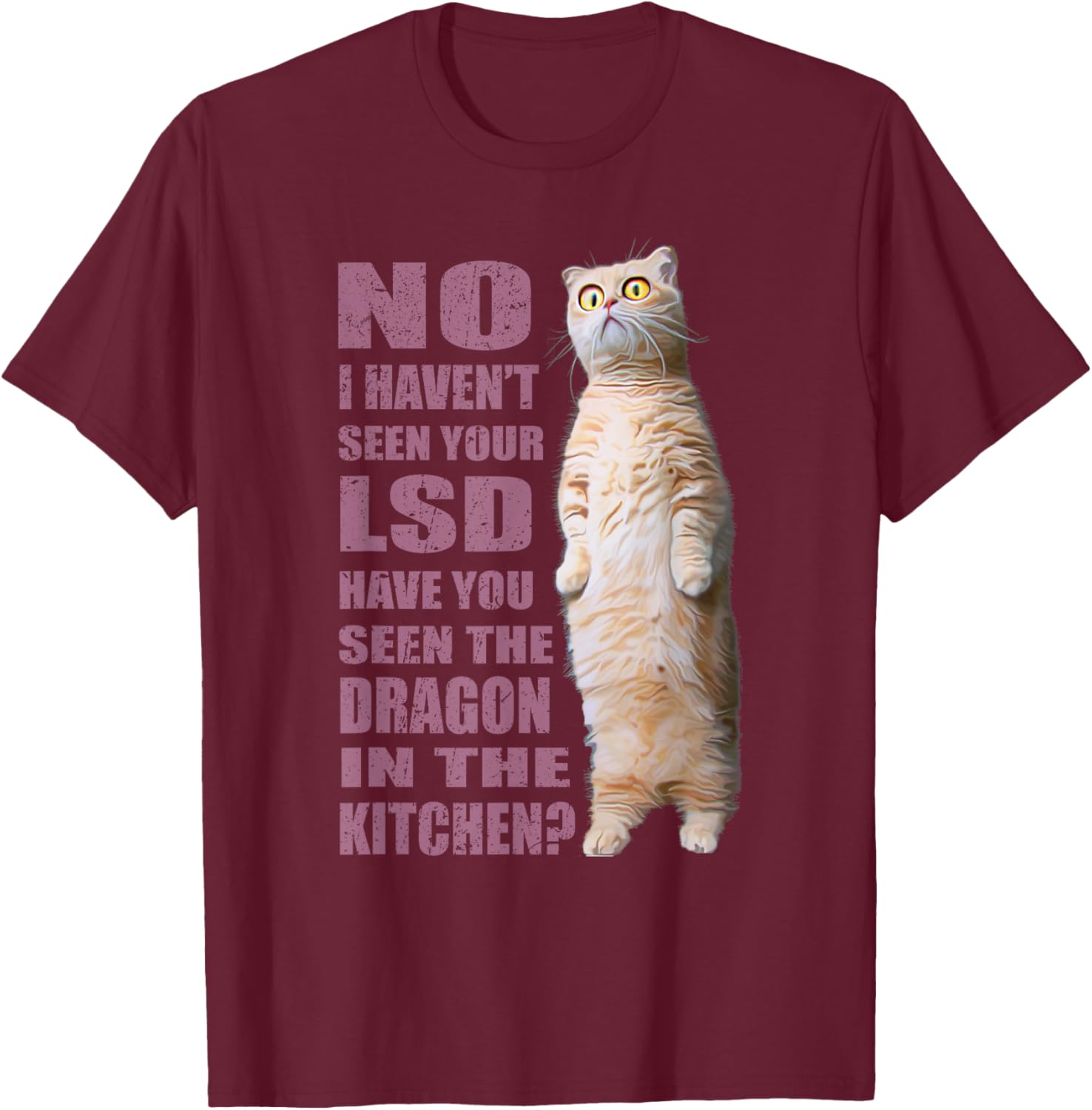 No I Haven't Seen Your LSD ~ Funny Cat Men Women T-Shirt - T-Shirt | Maroon