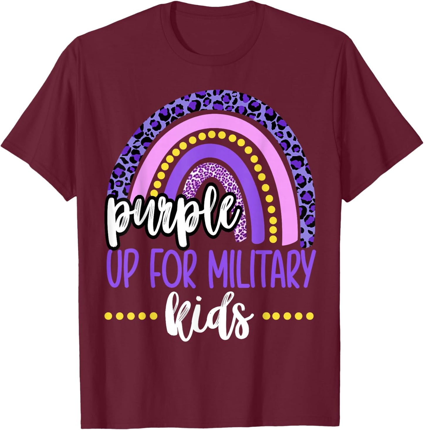 Purple up for Military Kids/Rainbow Military Child Month Small T-Shirt - T-Shirt | Maroon