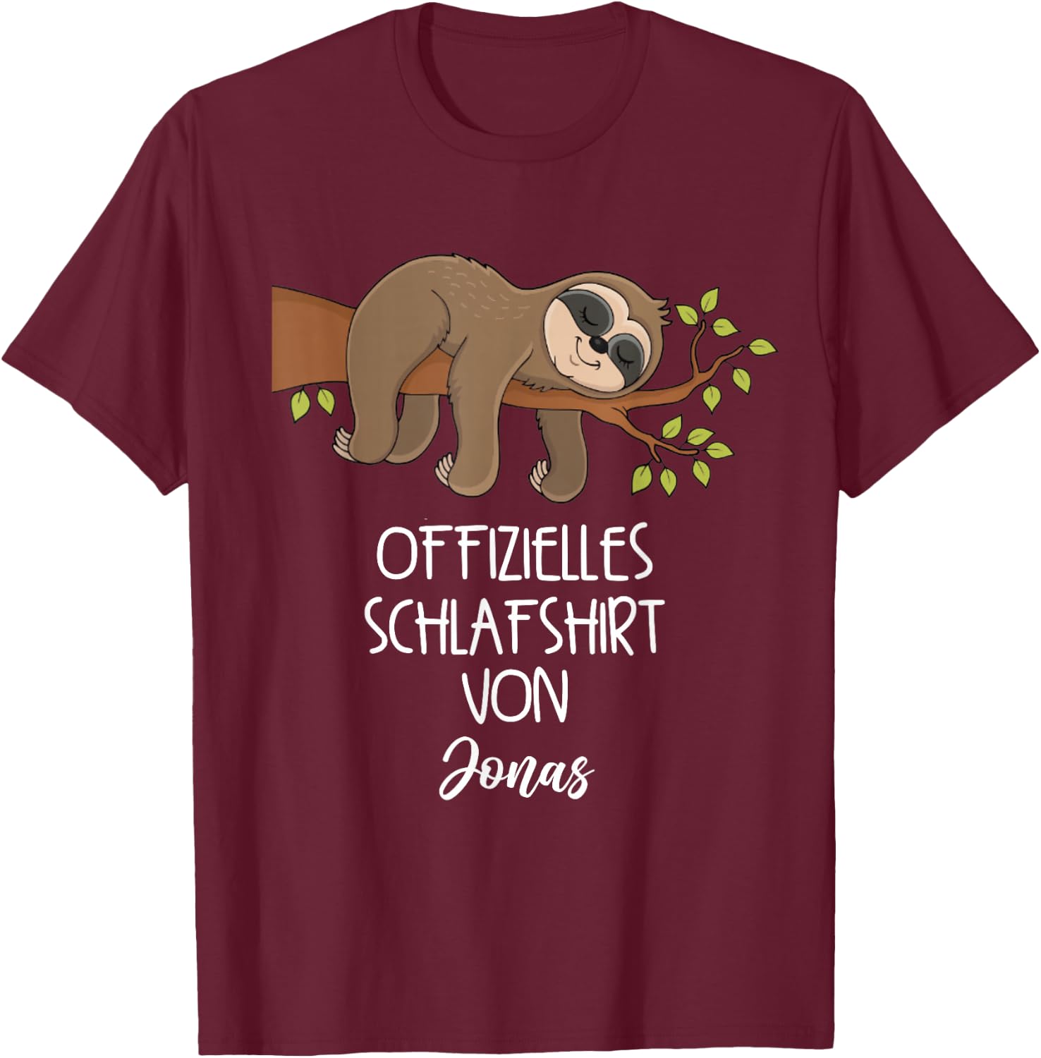 Jonas Official Sleepshirt Nightdress Sloth , black T-Shirt - T-Shirt | Maroon