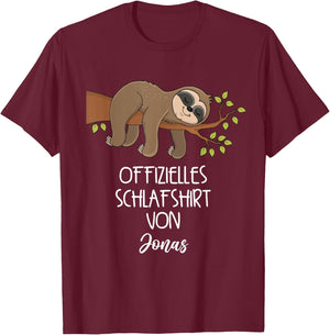 Jonas Official Sleepshirt Nightdress Sloth , black T-Shirt - T-Shirt | Maroon