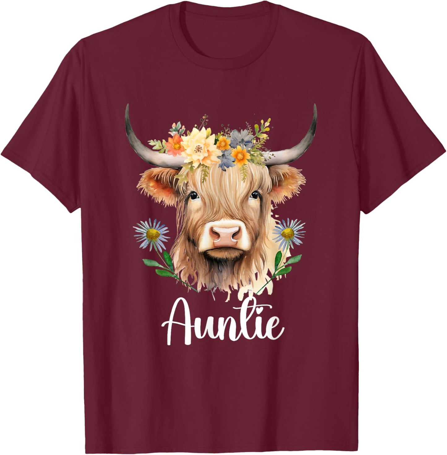 Cow Auntie Birthday Family Matching from niece or nephew T-Shirt - T-Shirt | Maroon