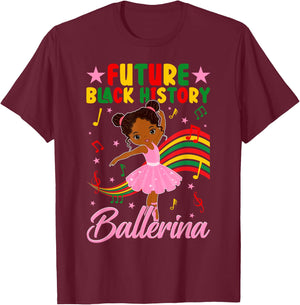 Cute Future Black History Ballerina Ballet Lover Afro Girl T-Shirt - T-Shirt | Maroon