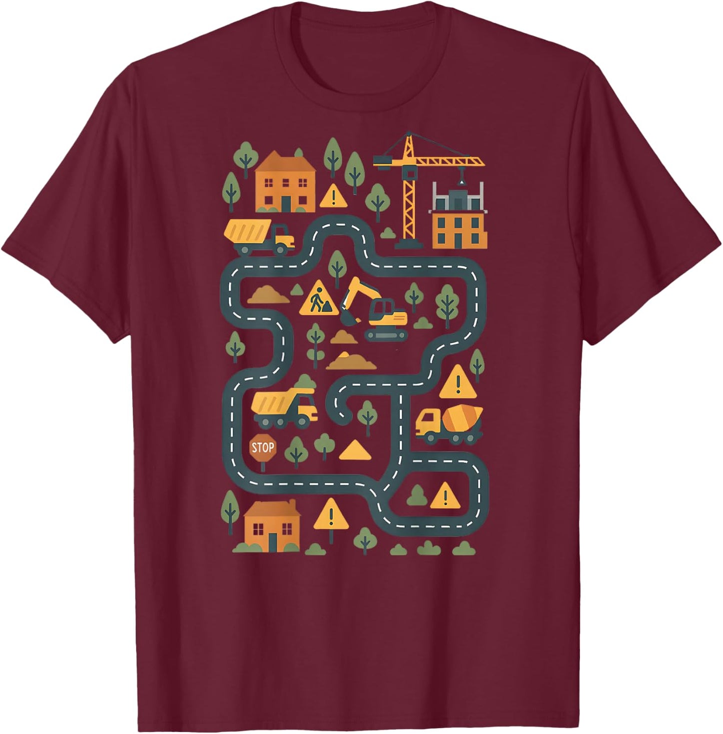(ON Back) Tired Dads Club Play Construction Car On Dad Back T-Shirt - T-Shirt | Maroon