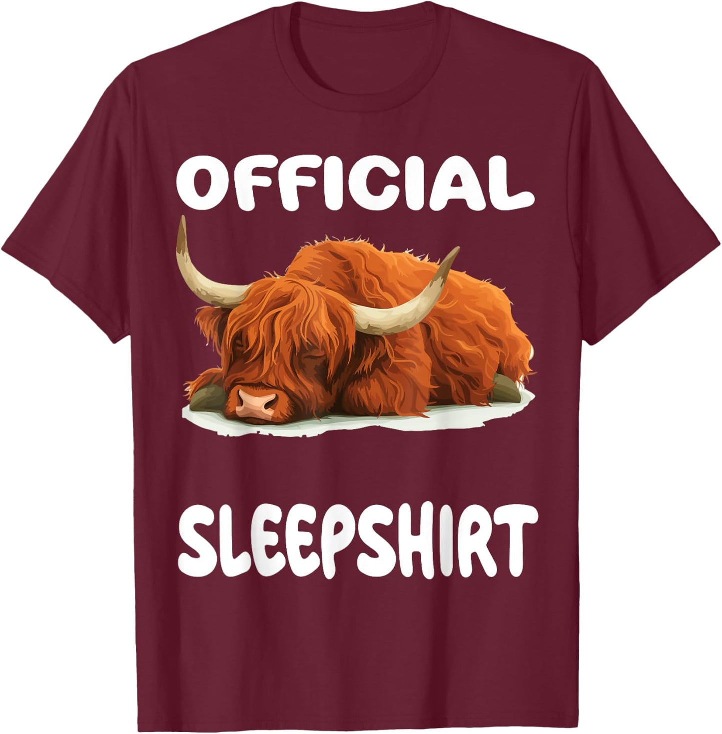 Scottish Highland Cow Official Sleepshirt Pajamas Nightgown T-Shirt - T-Shirt | Maroon