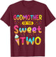 Godmother Of The Sweet Two 2nd Birthday Girl Ice Cream Party T-Shirt - T-Shirt | Maroon
