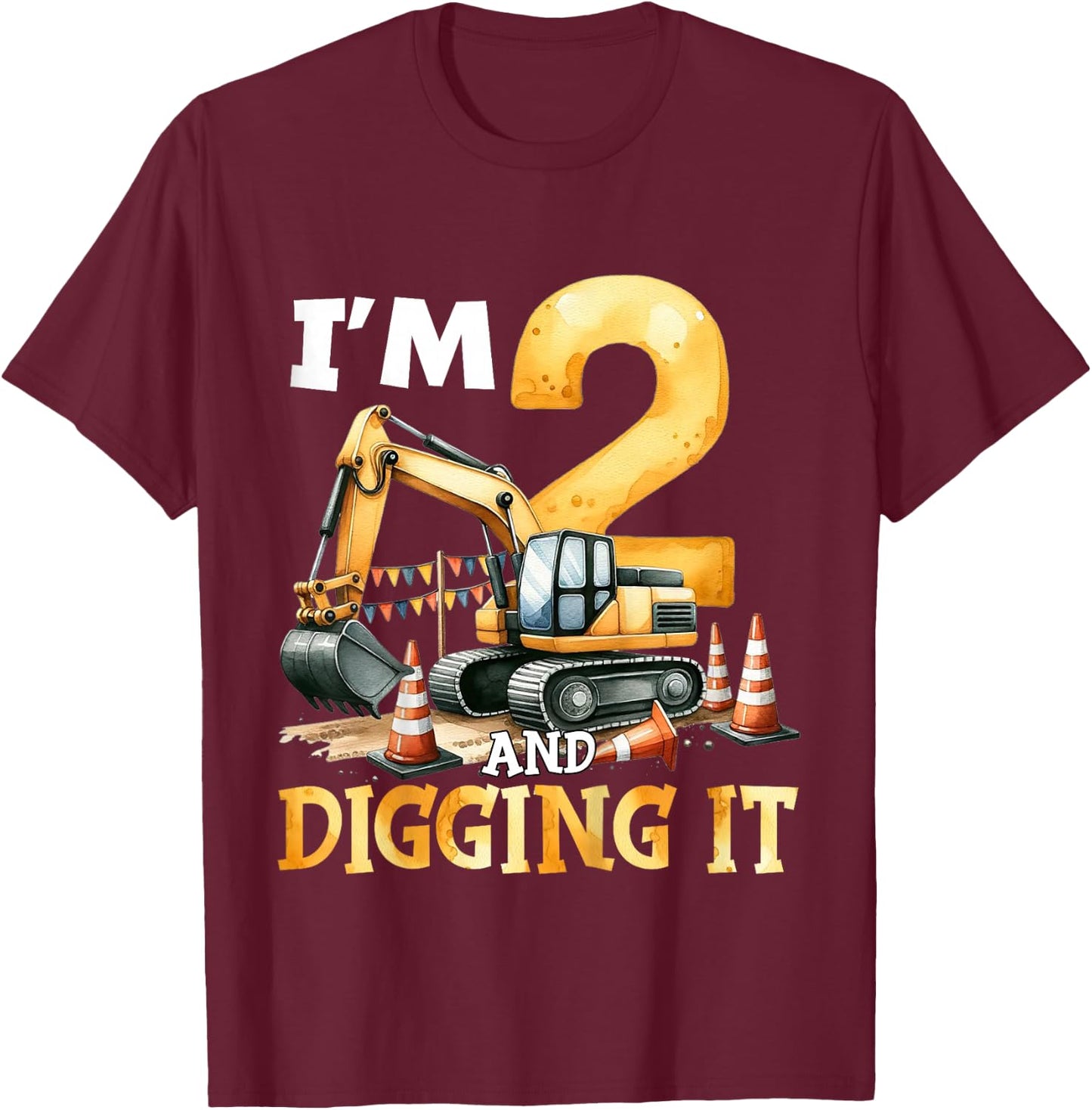 2 Ans 2 Ans garçon Construction garçon 2 Ans T-Shirt - T-Shirt | Maroon