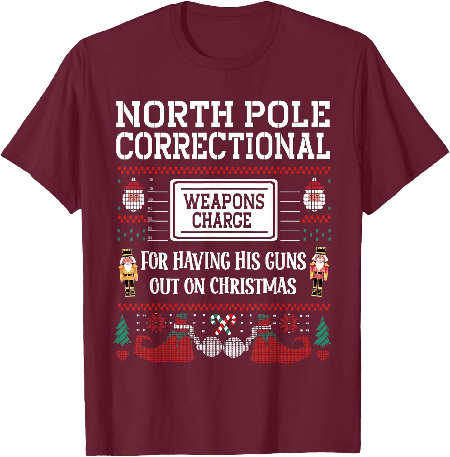 Ripped Elf Family Christmas Matching Fitness Workout Gym T-Shirt - T-Shirt | Maroon
