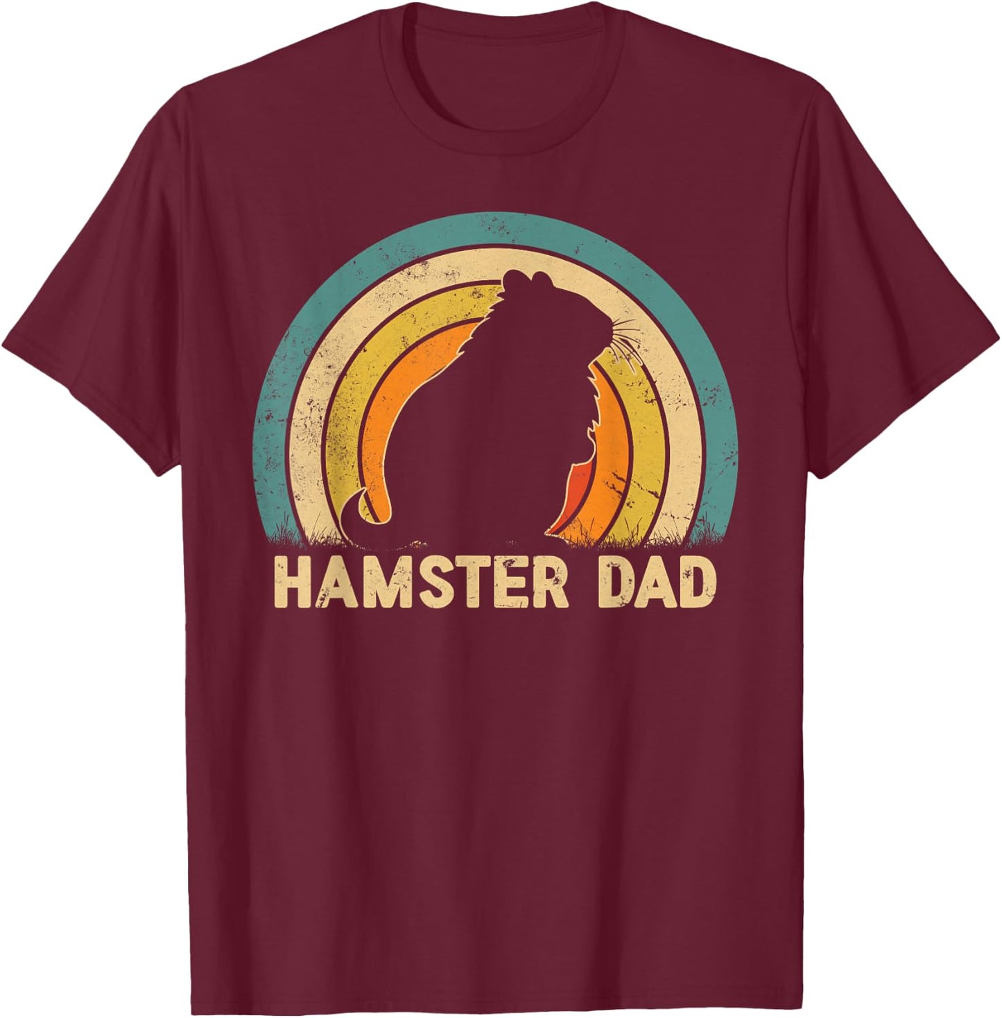 Hamster Dad Father's Day Vintage Style Hamster Dad Daddy T-Shirt - T-Shirt | Maroon