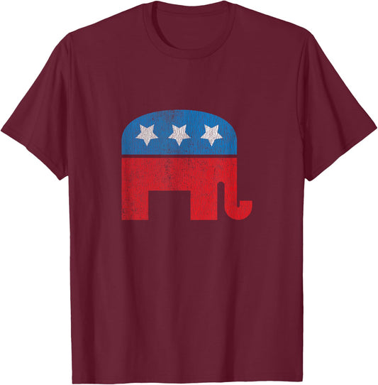 Distressed Republican Elephant T-Shirt - T-Shirt | Maroon