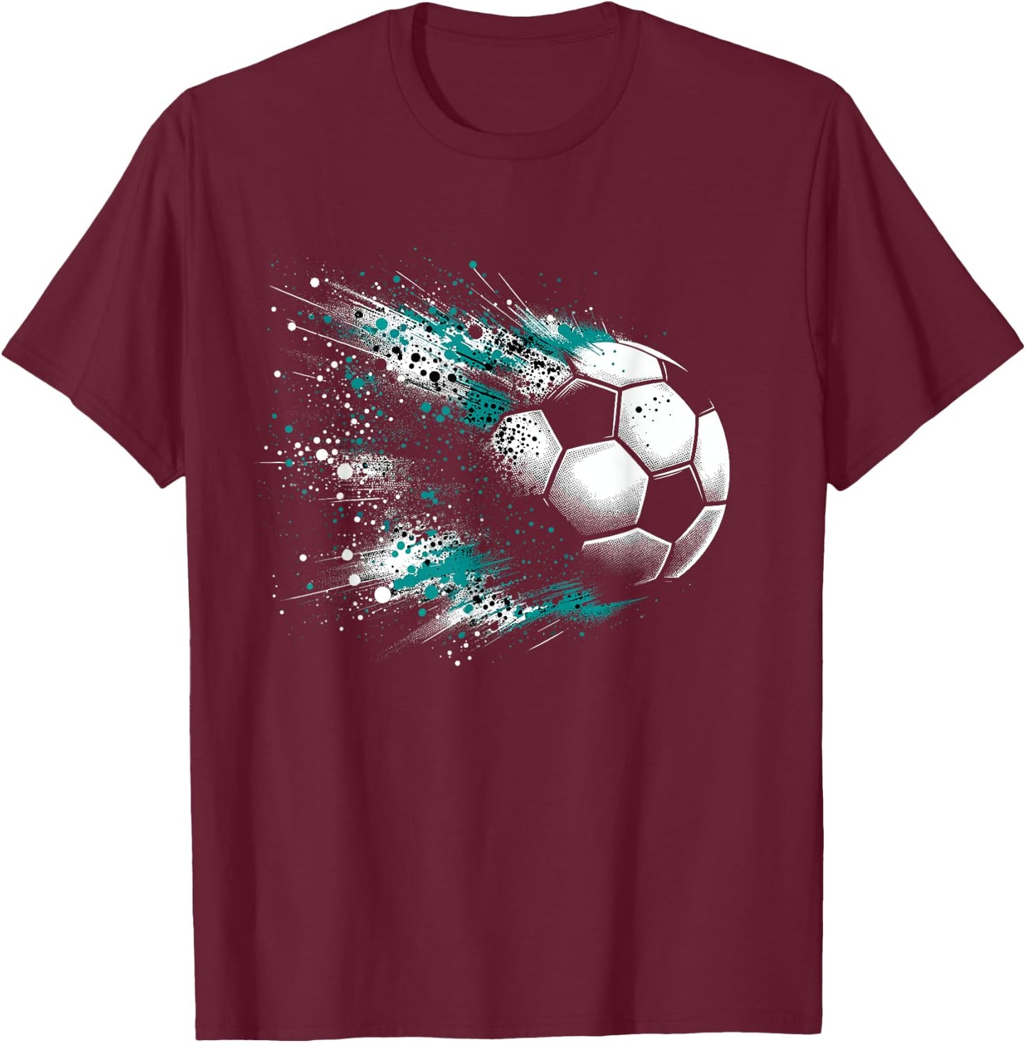 Soccer Ball Splash Art Soccer Fan Football Lover Player T-Shirt - T-Shirt | Maroon