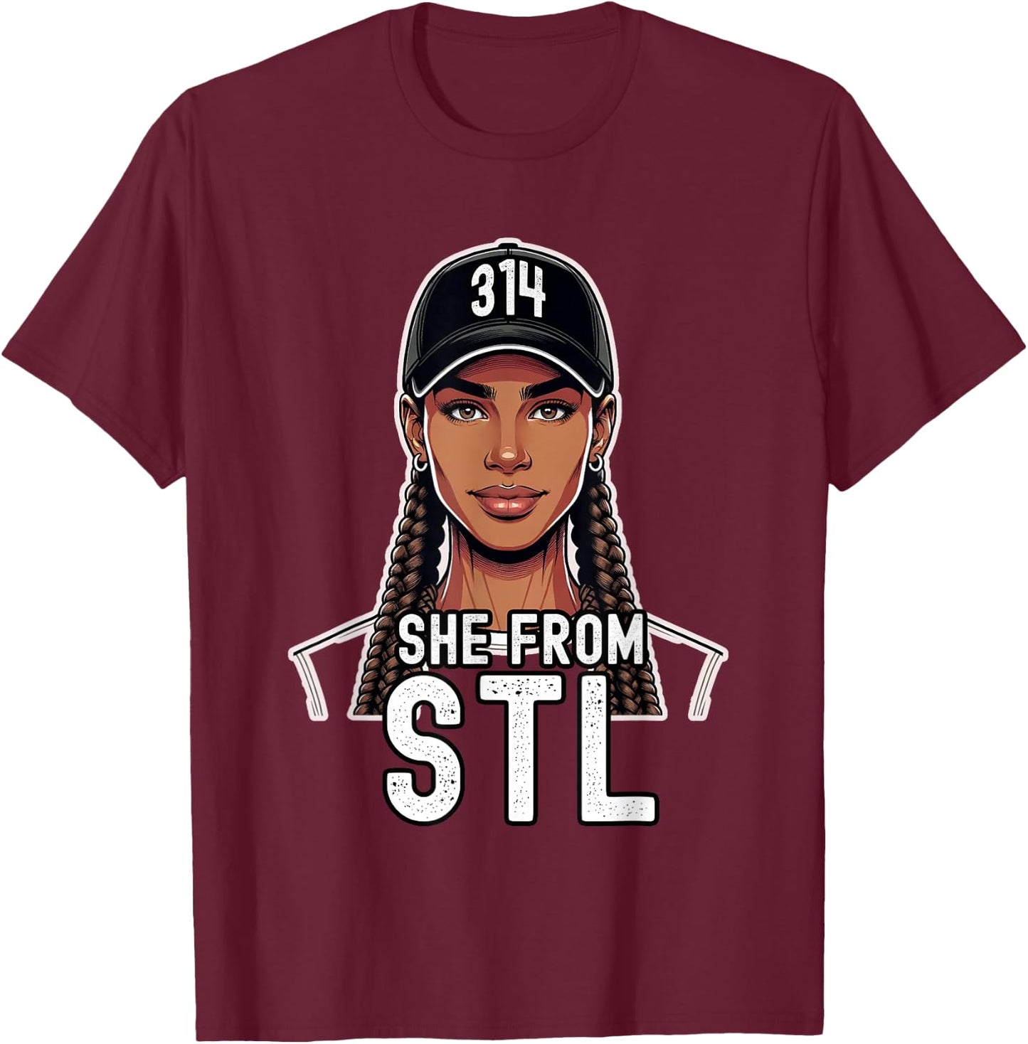 From St. Louis STL Hometown 314 Area Code T-Shirt - T-Shirt | Maroon