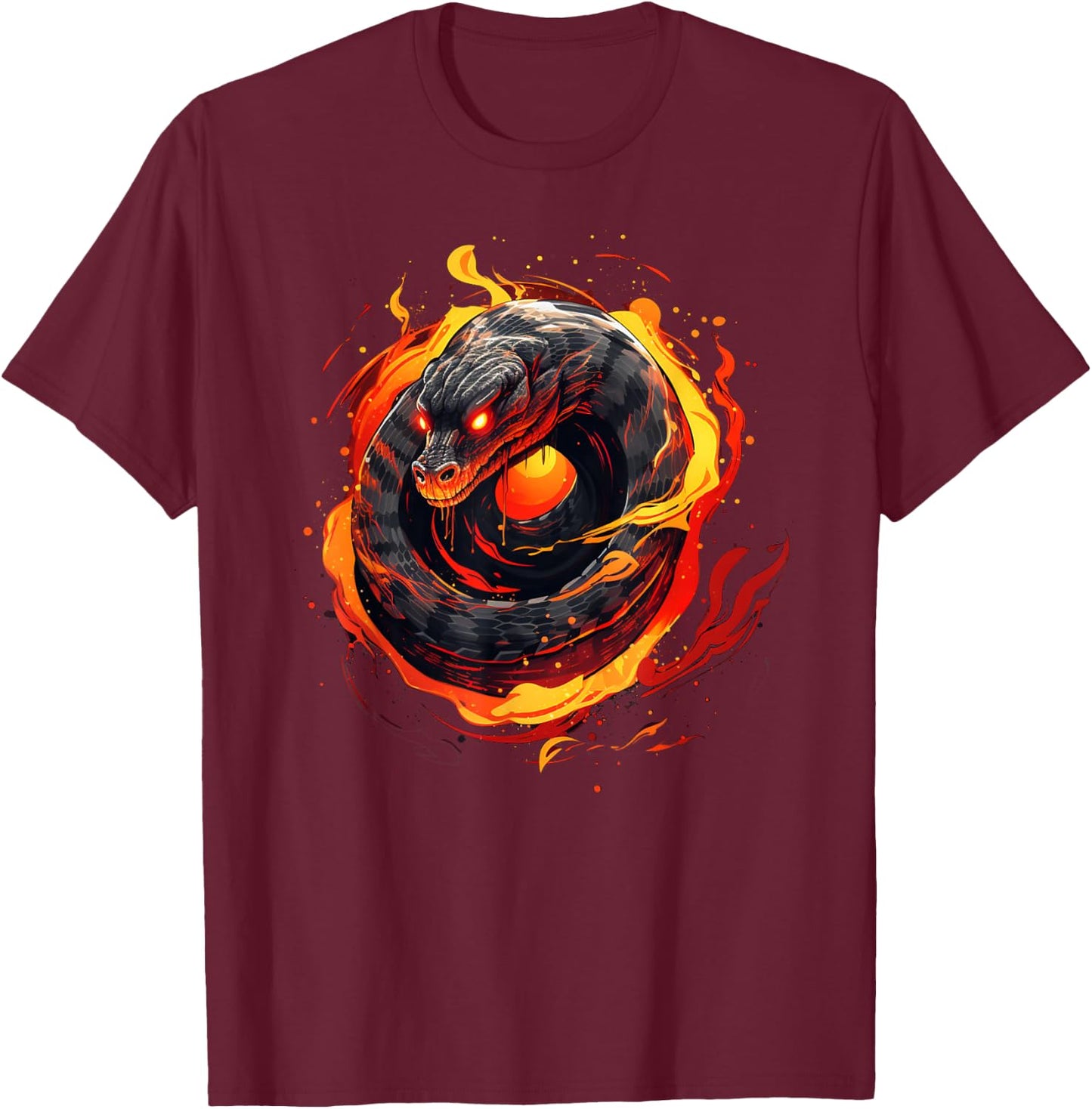 Great Snake Flames for Reptile Animals and Pets Lovers T-Shirt - T-Shirt | Maroon