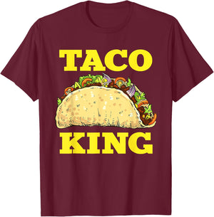 Funny Taco King Design Cinco De Mayo T-Shirt - T-Shirt | Maroon