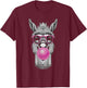 Llama Alpaca Bubble Gum Wearing Glasses T-Shirt - T-Shirt | Maroon