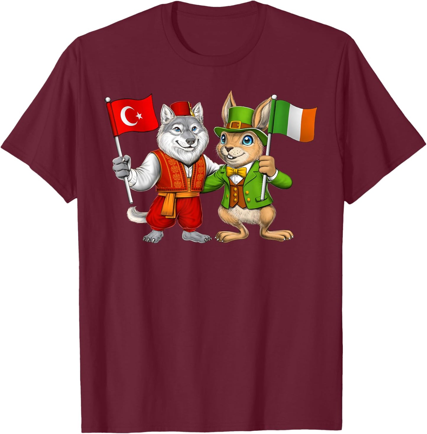 Turkey Ireland Flag Turkish Irish Roots Türkiye Heritage T-Shirt - T-Shirt | Maroon