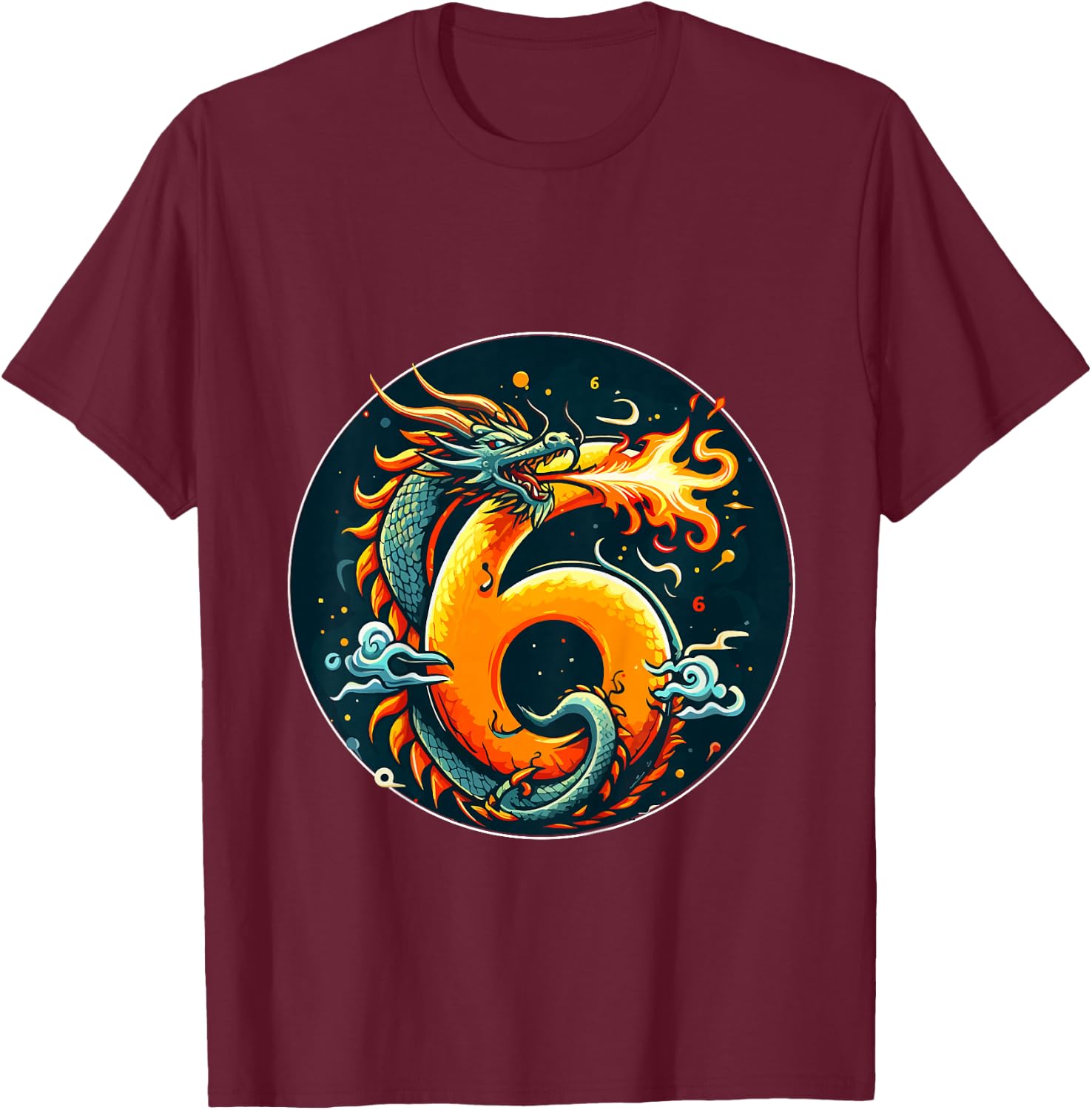 Turning 6 Years Old Birthday Boy Dragon 6th Bday Girl T-Shirt - T-Shirt | Maroon