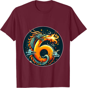Turning 6 Years Old Birthday Boy Dragon 6th Bday Girl T-Shirt - T-Shirt | Maroon