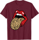 Mouth Teeth Lips With Leopard Tongue T-Shirt - T-Shirt | Maroon